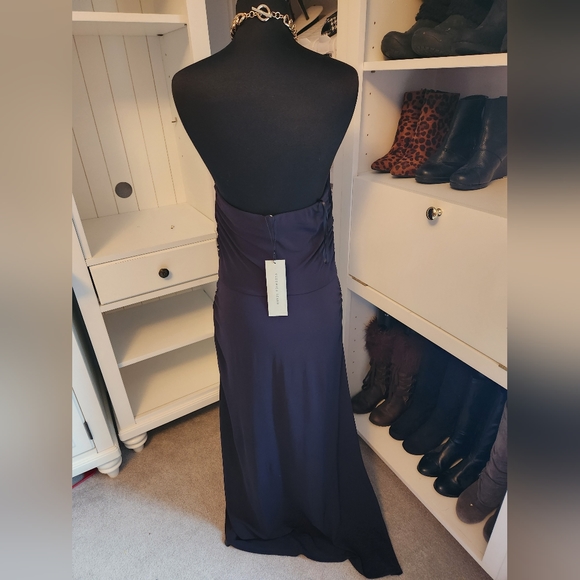 NWT Veronica Beard REZE CHAIN-LINK HALTER DRESS Navy L - Picture 9 of 13